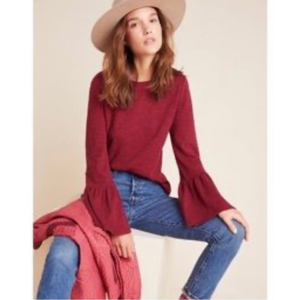 Anthropologie bell sleeve top (Porridge)